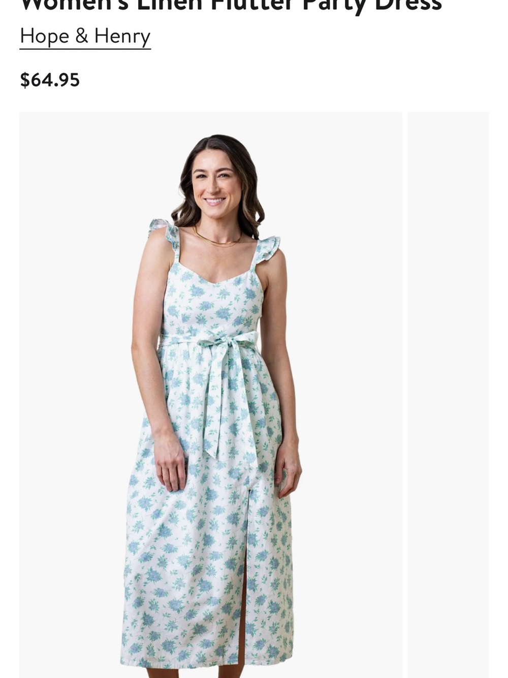 Hope & Henry Floral Linen Flutter Party Dress
